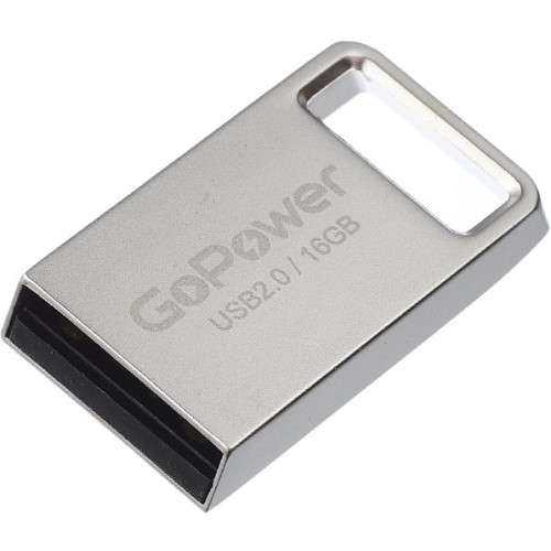 Флэш-драйв GoPower Mini 16GB USB2.0 серебро