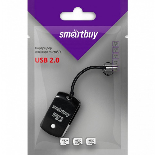 Картридер Smartbuy USB 2.0 SD/MicroSD,706 черн (SBR-706-K)