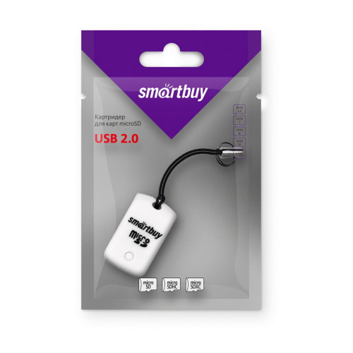 Картридер Smartbuy USB 2.0 SD/MicroSD,706 бел (SBR-706-W)