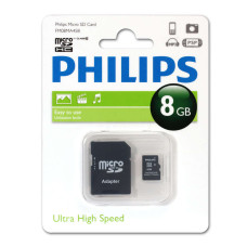 Флэш-карты Philips microSDHC 8GB Class 10 (SD адапт)