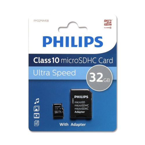 Флэш-карты Philips microSDHC 32GB Class 10 (SD адапт)