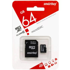 Флэш-карты SmartBuy micro SDXC 64GB Class 10 (с адапт SD)