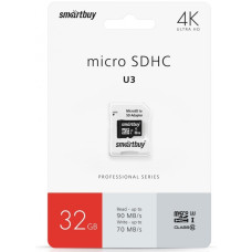 Флэш-карты SmartBuy micro SDHC 32GB Class10 Pro U3(с адапт)