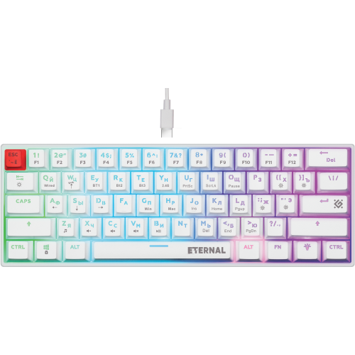 Клав Defender мех Eternal GK-019 RU бел RGB, 3в1, 61кн (45019)