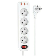 Сетевой фильтр Hoco NS1 Aura 4 гнезда+2USB QC3.0+PD 18W Type-C USB-C 1.8m white