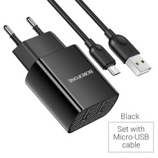 СЗУ Borofone BA53A Micro 2USB 2.1A Powerway black