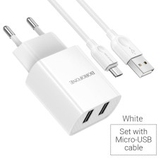 СЗУ Borofone BA53A Micro 2USB 2.1A Powerway white