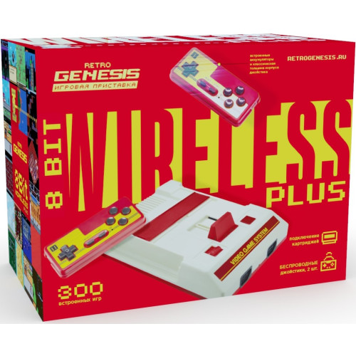 Игр.приставка Retro Genesis 8 Bit Wireless Plus + 300 игр (AV кабель,2 беспроводных джойстика)